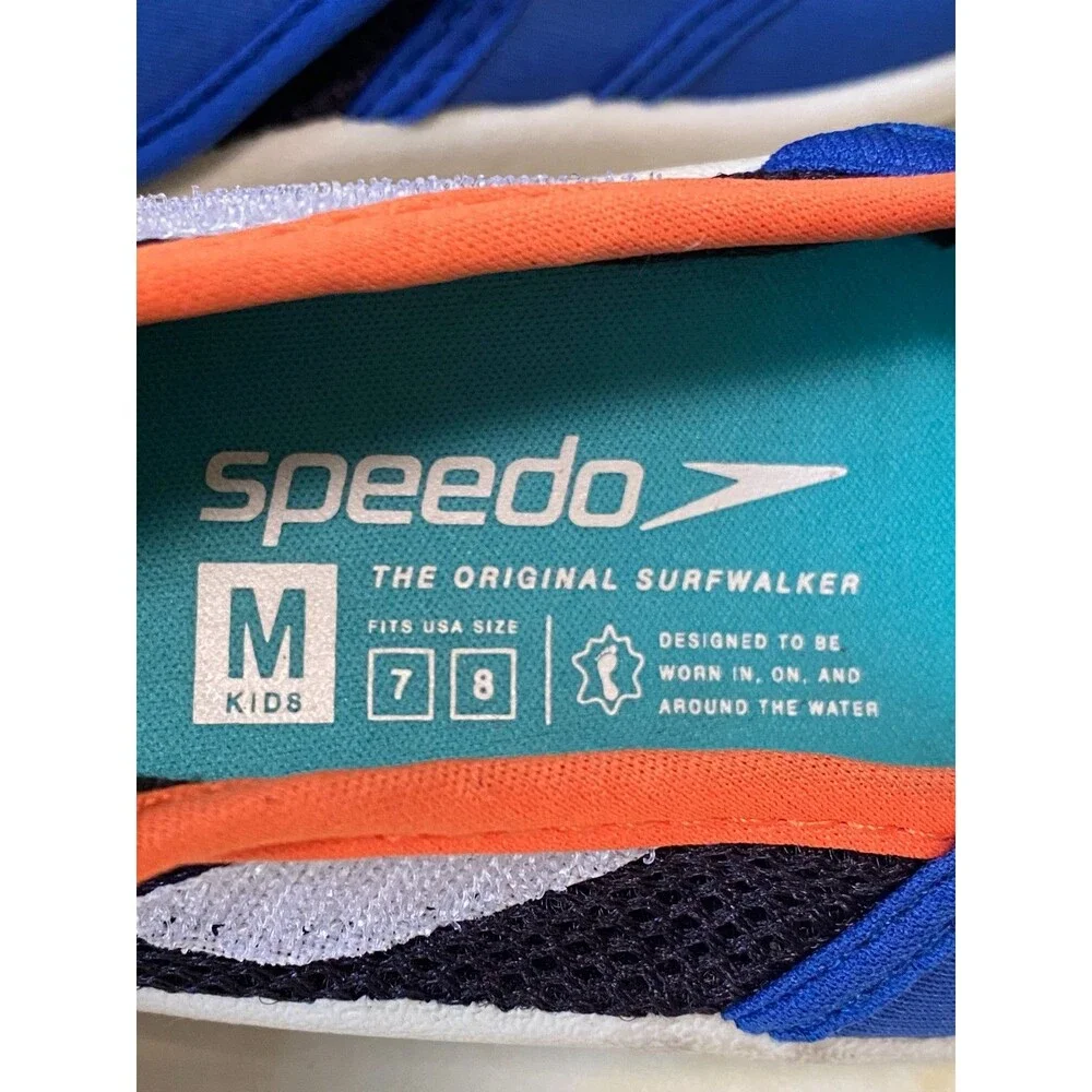Speedo Kids/Toddler Hybrid Water Shoes Royal Blue/Orange, Size M Small 7-8